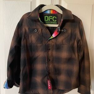 DIXXON Brown Plaid Kids Button Down Shirt